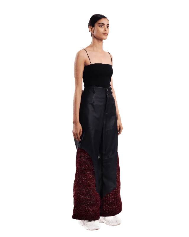 "AFTER PARTY" HANDWOVEN LEATHER TROUSERS Trousers Silk Elegant