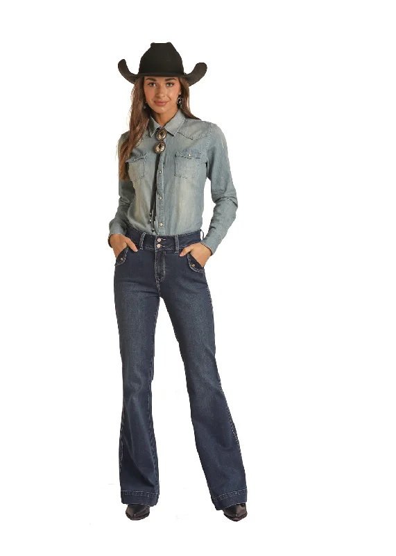Rock & Roll Denim Front Flap Pocket Trouser RRWD5HR0GH Trousers Bootcut Casual