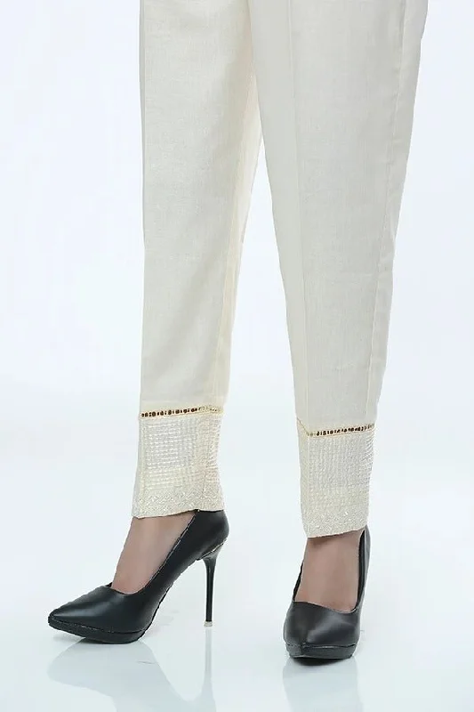 LSM Embroidered Stitched Trousers LSM-1620-Cream Trousers Polka Dot Cute