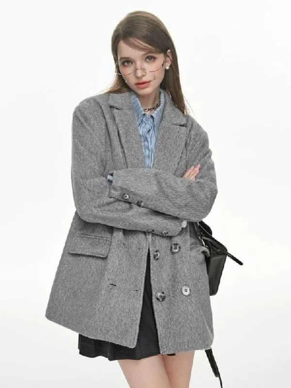 Gray college coat【s0000004050】 Raincoat Turtleneck Coat Wrap Coat