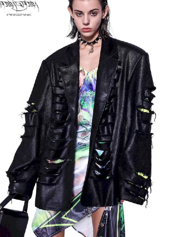 Digital Lining Destroyed Silhouette Blazer【s0000009937】 Women's Premium Blazer