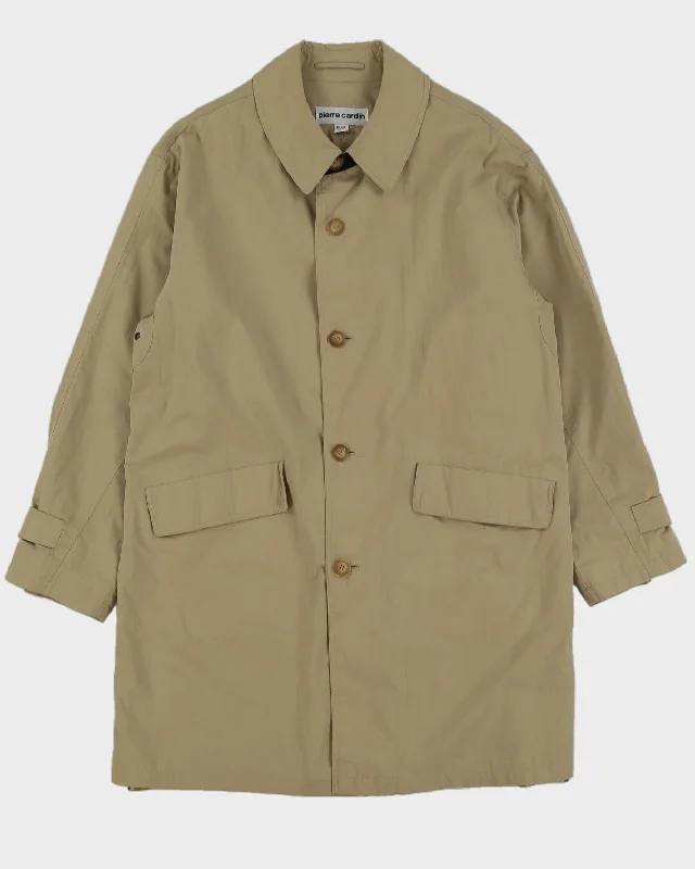 Vintage 90s Pierre Cardin Khaki Coat - M Wool Cashmere Tweed