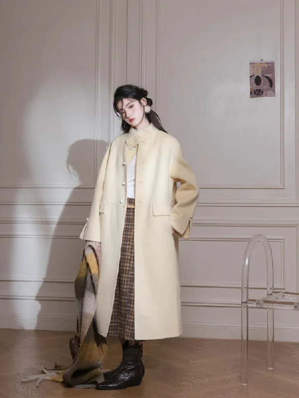 Slit wool coat【s0000005822】 Square Neck One-Shoulder Off-the-Shoulder