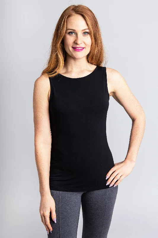 Reanna Tank, Black, Bamboo teal tank top