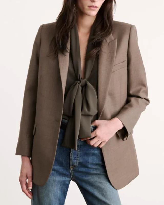 Nili Lotan - Diane Blazer in Taupe Grey Women's Simple Blazer