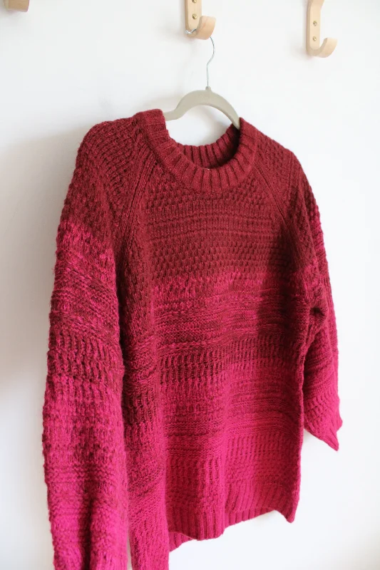 Isabel Maternity Red & Magenta Ombre Sweater | M Oversized Loose Flowy
