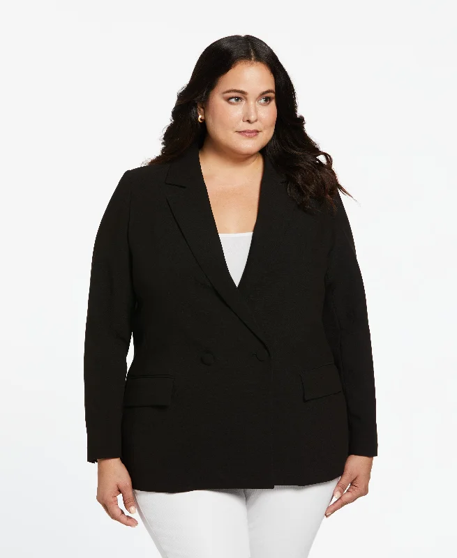 Plus Size Double Breasted Gabardine Blazer Women's High-End Blazer