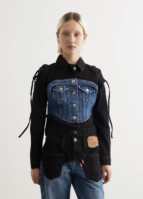 x Levi's Half Trucker Jacket Zippered Jacket Buttoned Jacket Snapped Jacket