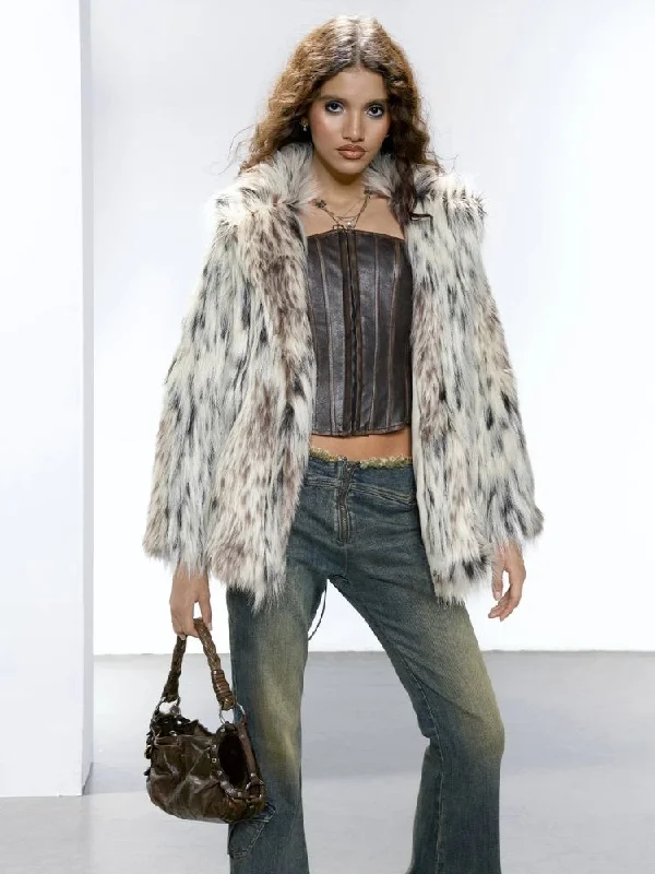 Mid-length leopard print spots Coat【s0000005644】 Denim Leather Suede