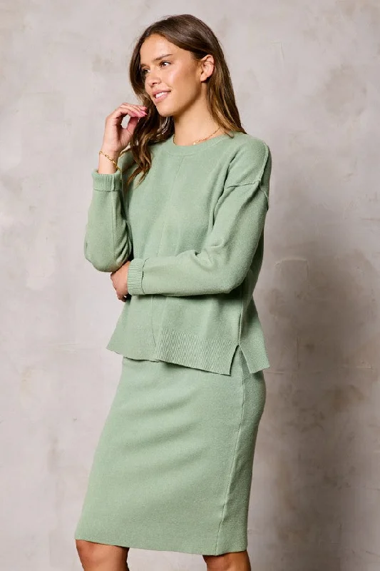 Toasted sage sweater set Stretchy Elastic Breathable