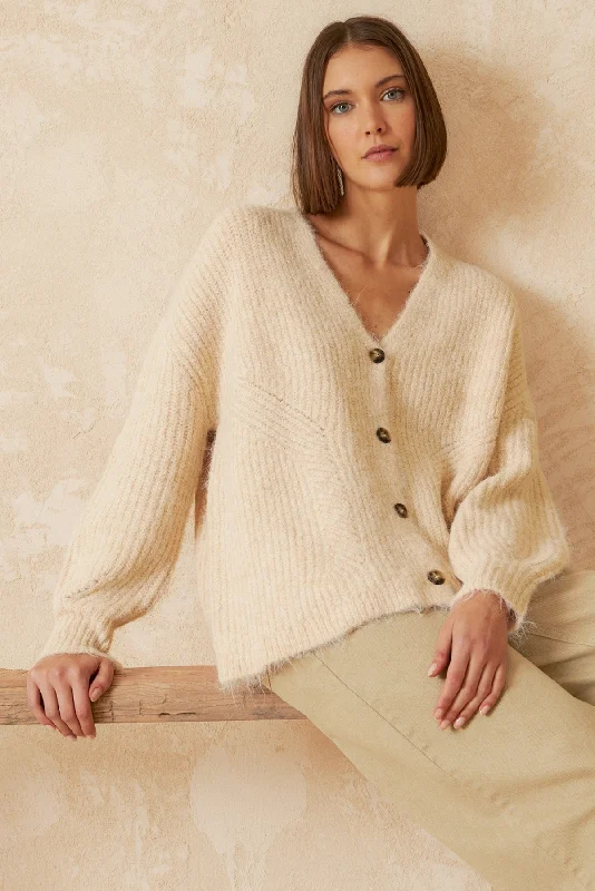 MIA CARDIGAN Houndstooth Herringbone Solid