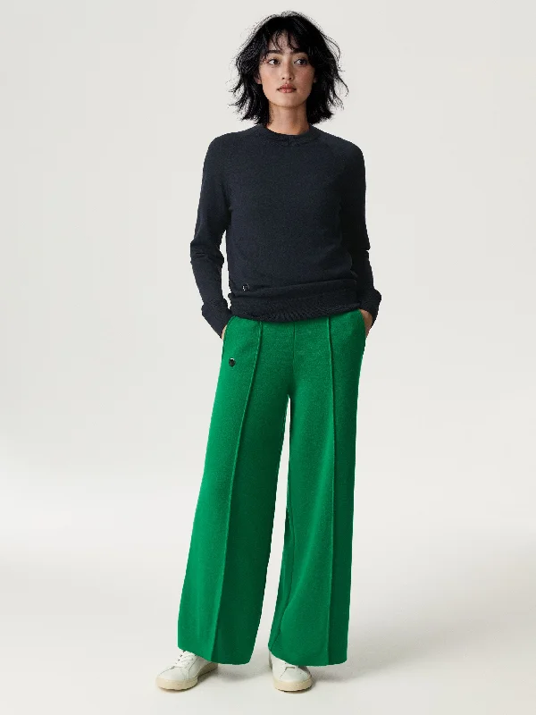 The Flow Trousers Women - Bottle Green Trousers Silk Elegant