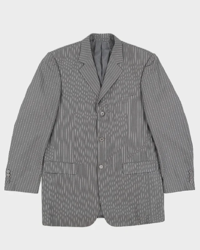 Vintage 90s Piacci Grey Pinstripe Blazer - L Women's Short Blazer