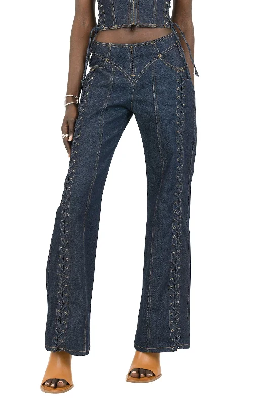 Jean Paul Gaultier Low Waist Large Denim Trouser in Indigo Trousers Hiking Durable