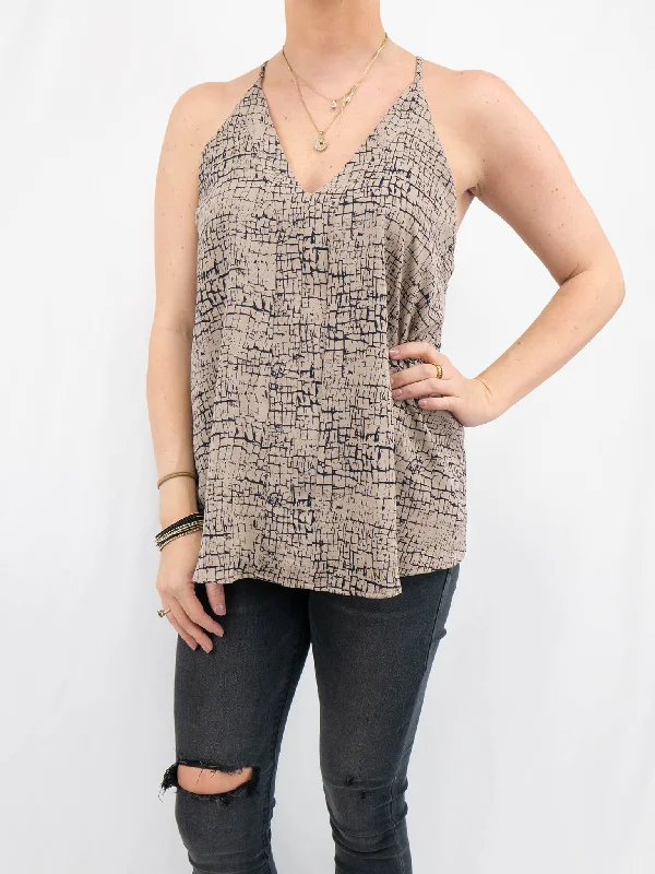 Taupe Print Tank charcoal tank top