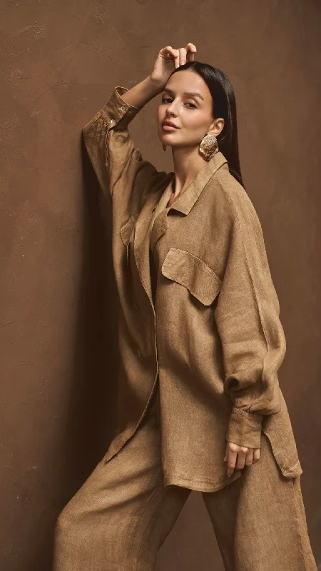 Fia Pure Linen Double Breasted Blazer Women's Boutique Suit