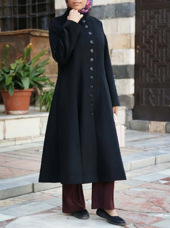 Flared Midi Wool Coat Tailored Straight A-Line