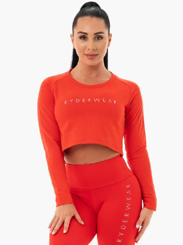Ryderwear | Staples Cropped Sweater - Red Rayon Fabric Velvet Fabric Corduroy Fabric