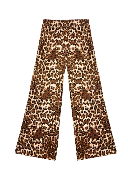 Wide Leg Knit Trouser - Cheetah Trousers Culottes Wide Leg