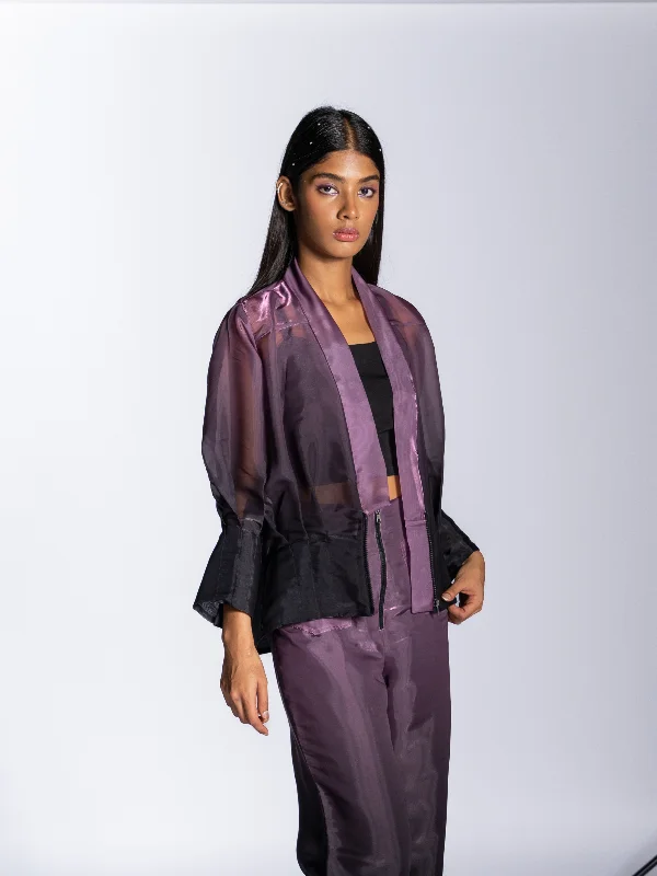 Purple Jacket V-Neck Jacket Boat Neck Jacket Square Neck Jacket
