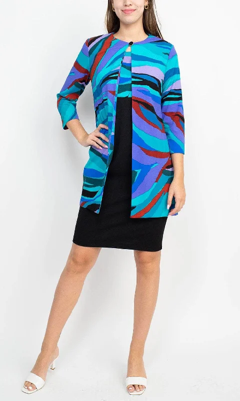 Danny & Nicole 27141M - Sleeveless With Jacket Dress Print Jacket Jacquard Jacket Patchwork Jacket