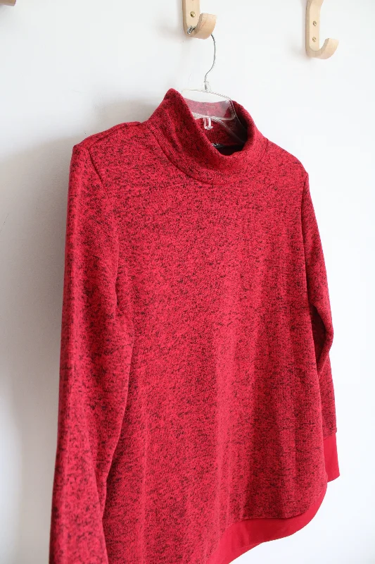 NEW Serra Red & Black Marled Mock Neck Sweater | M Denim Fabric Leather Fabric Suede Fabric