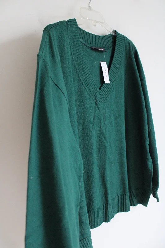 NEW Lane Bryant Evergreen V-Neck Knit Sweater | 26/28 Fleece Fabric Down Fabric Feather Fabric