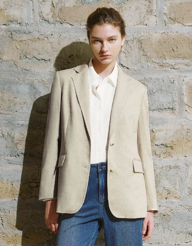 Notch Lapel Tailored Blazer Women's Travel Jacket