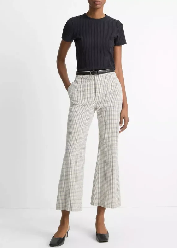 Gardener's Check Crop Flare Trouser Trousers Travel Practical