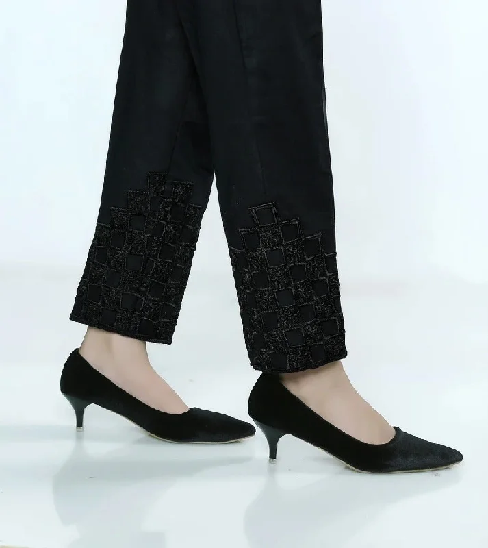 Lakhany 01 Piece Embroidered Stitched Trousers LSM-T-1599-Black Chinos Cotton Straight Leg