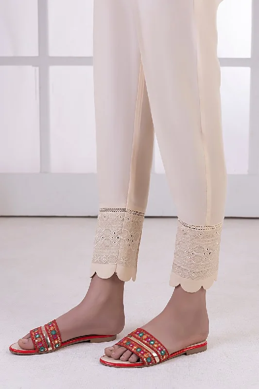 Lakhany 01 Piece Embroidered Trousers - LSM-T-3106 (BG) Trousers Bridal Satin
