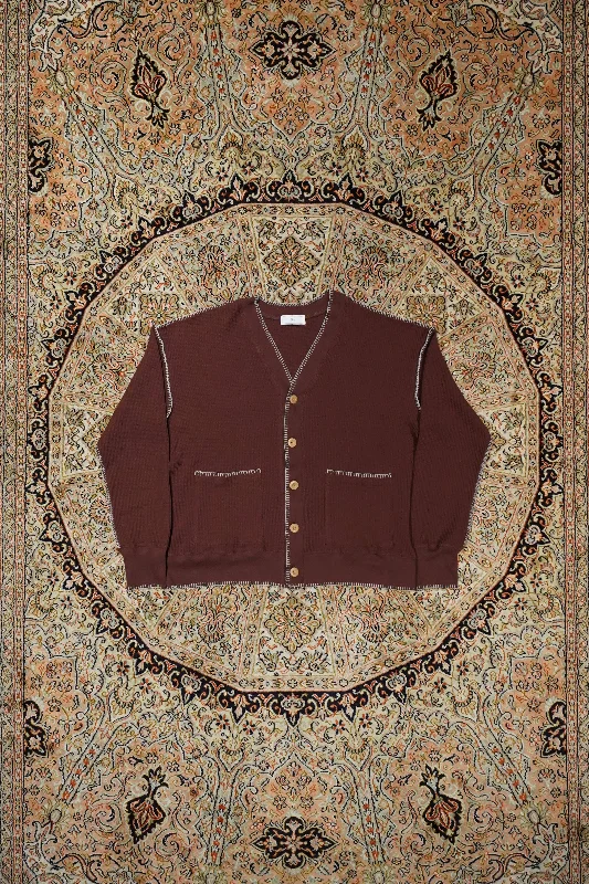 Urig STITCH WAFFLE CARDIGAN (BROWN) Chenille Brocade Lace