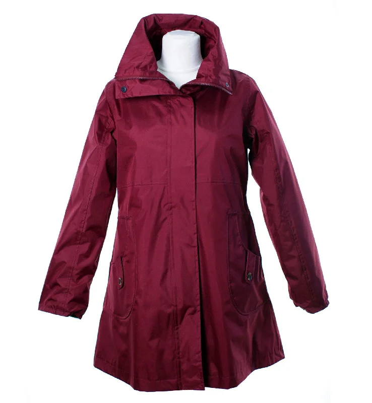 LJ064 - Women's New England Coat - WINE Asymmetrical Diagonal princess
