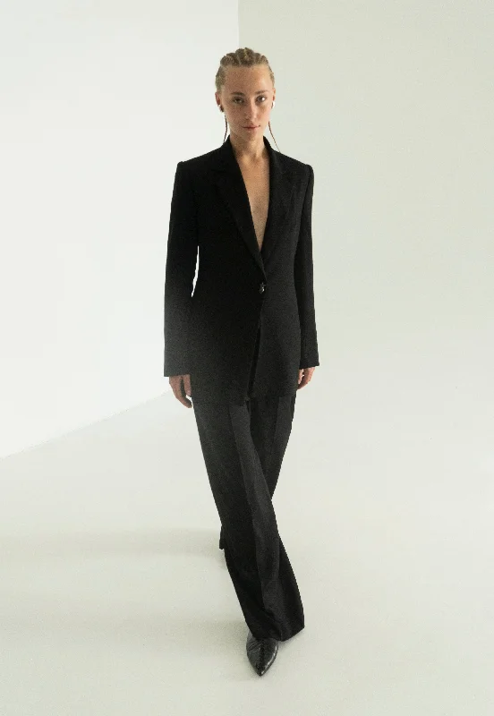 Polunochnik Black Viscose Trousers Trousers Gym Athletic