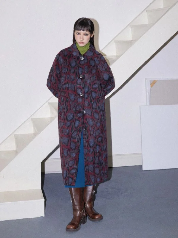 Leopard print tweed coat【s0000010095】 Stole Shawl Scarf