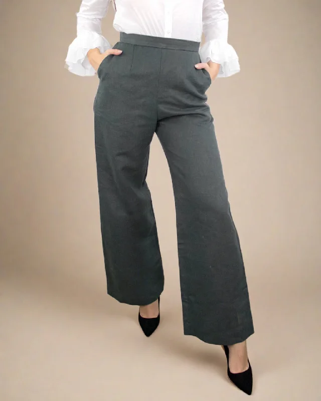 Hylas High Waisted Wide Leg Grey Trousers Trousers Solid Black