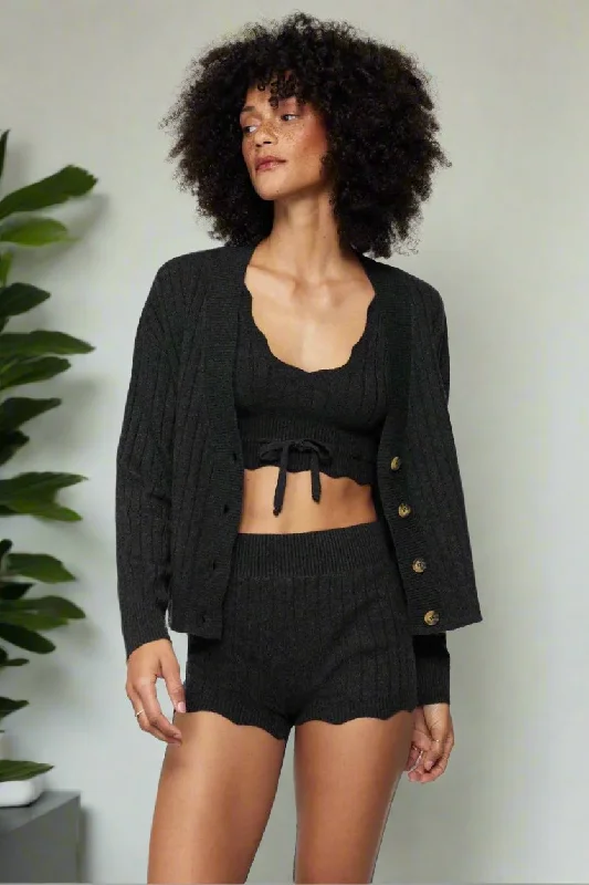 Spiritual Gangster Hudson Pointelle Cardigan Mesh Cardigan Canvas Denim