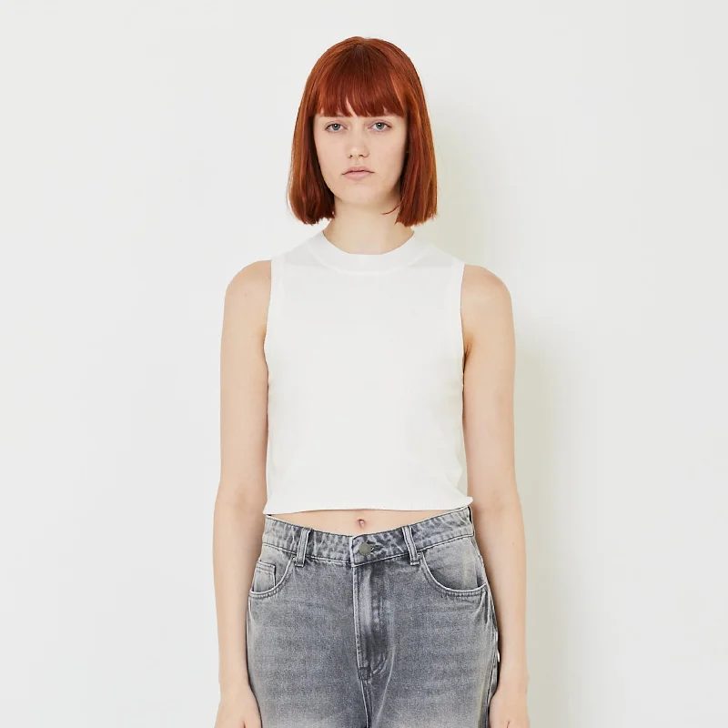 Women Knit Tank Top - Off White - SW2407081A gold tank top