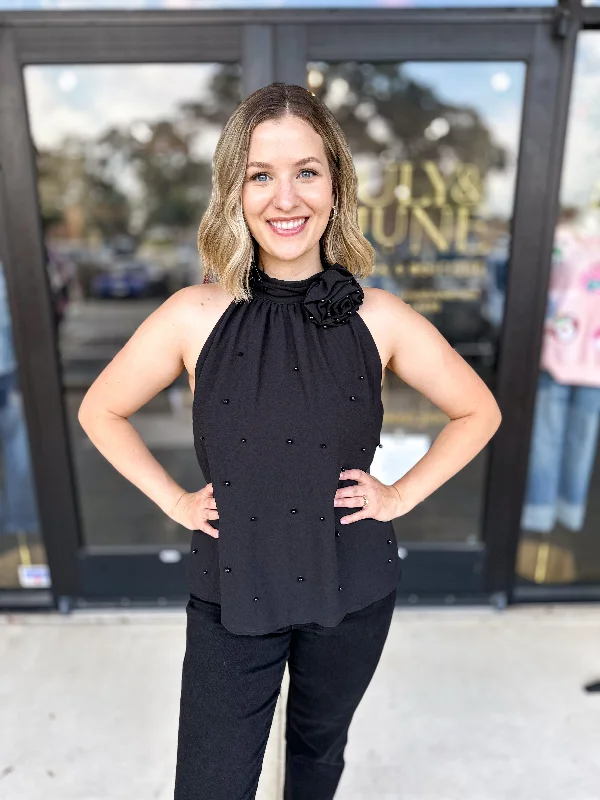 Black Rose Halter Tank- FINAL SALE modal blend tank