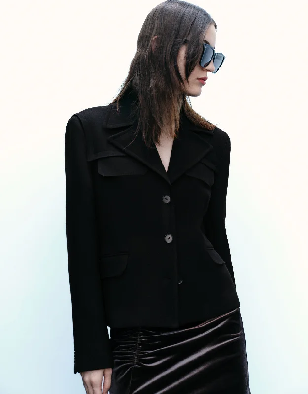 Notch Lapel Straight Blazer Women's Banquet Suit