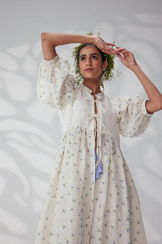 The "Violet Bloom" Linen Maxi Jacket Welt Pockets Slit Pockets Flap Pockets