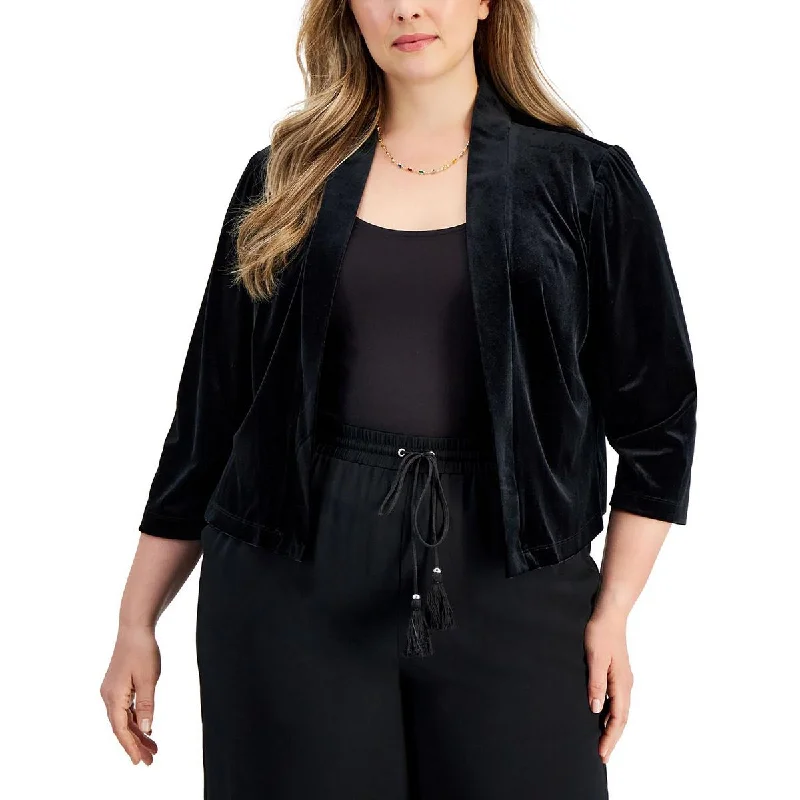 Connected Apparel Womens Velvet Dressy Open-Front Blazer Women's Wedding Blazer