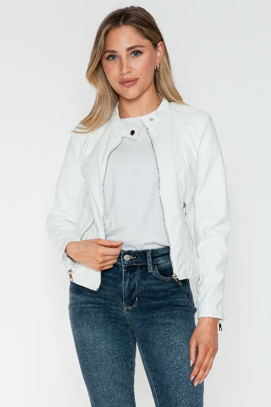Hazel Blues® |  Snobbish PU Leather Zip Up Jacket with Pockets Mesh Jacket Canvas Jacket Denim Jacket