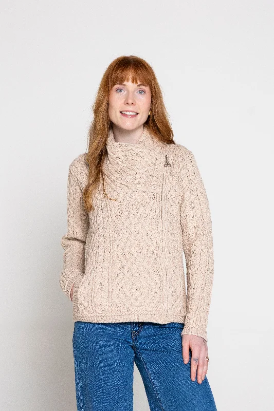 Aran - Shannon Cardigan - Parsnip Crew Neck V-Neck Turtle Neck