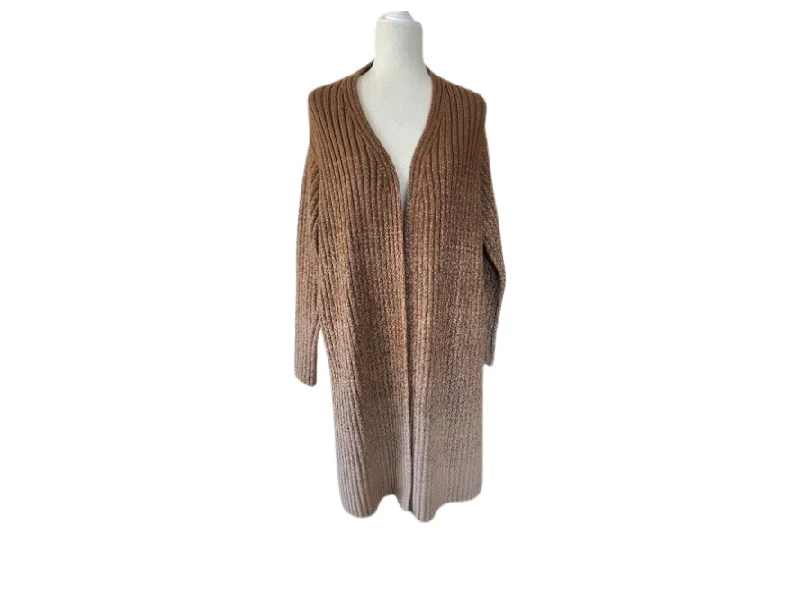 Loro Piana Brown Ombre Ribbed Knit 100% Cashmere Sweater Print Jacquard Patchwork