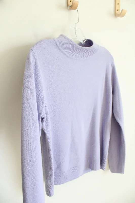 Sag Harbor Lavender Mock Neck Sweater | L Petite Iron Safe Non-Iron Wrinkle Free