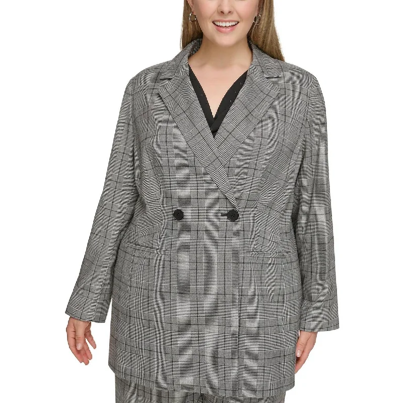 Calvin Klein Womens Plus Plaid Wear to Work Two-Button Blazer Women's Adventure Blazer