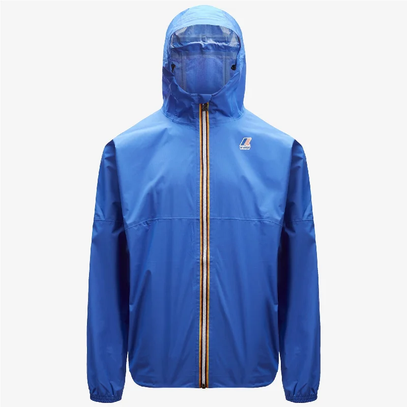 Amiable Claude - Packable Full Zip Rain Jacket in Blue Royal Notch Collar Jacket Peter Pan Collar Jacket Cowl Neck Jacket