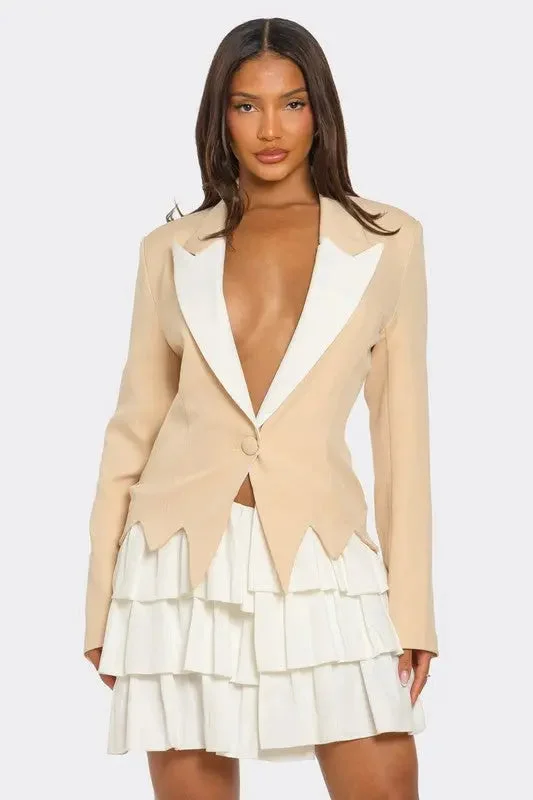 Two-Tone Blazer Dress Women's Custom Jacket