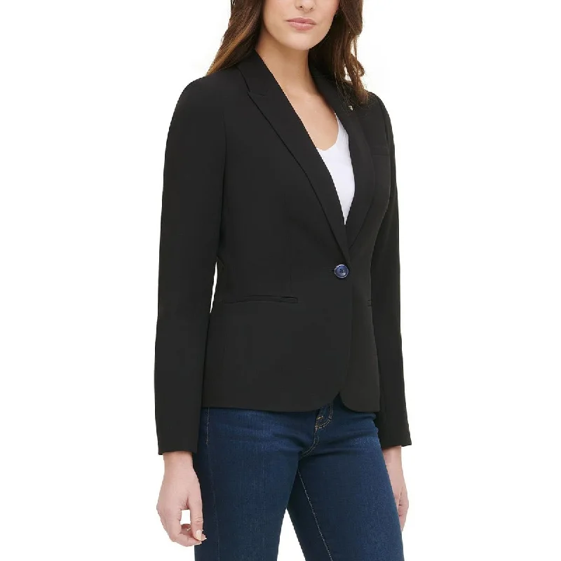 Tommy Hilfiger Womens Solid  One-Button Blazer Women's Elegant Jacket